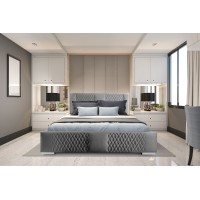 Lit coffre 140x200 coloris gris - Collection RITCHY