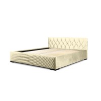 Lit coffre rembourré 140x200 beige - Collection BROOKLYN