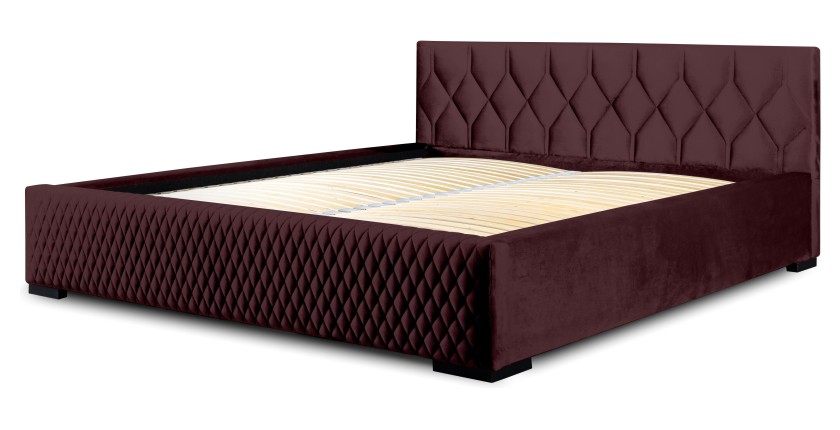 Lit coffre 180x200 coloris bordeaux - Collection BROOKLYN