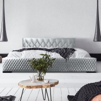 Lit coffre 160x200 coloris gris argent - Collection BROOKLYN