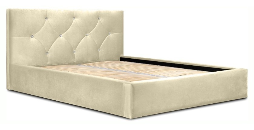 Lit coffre 180x200 coloris beige - Collection DUBAÏ