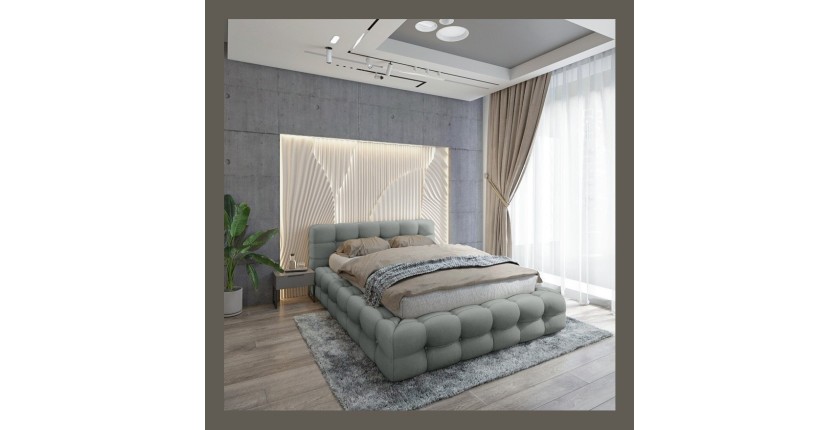 Lit coffre 160x200 coloris gris cendré - Collection BRAVE