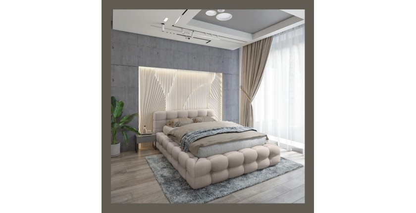 Lit coffre 140x200 coloris taupe - Collection BRAVE