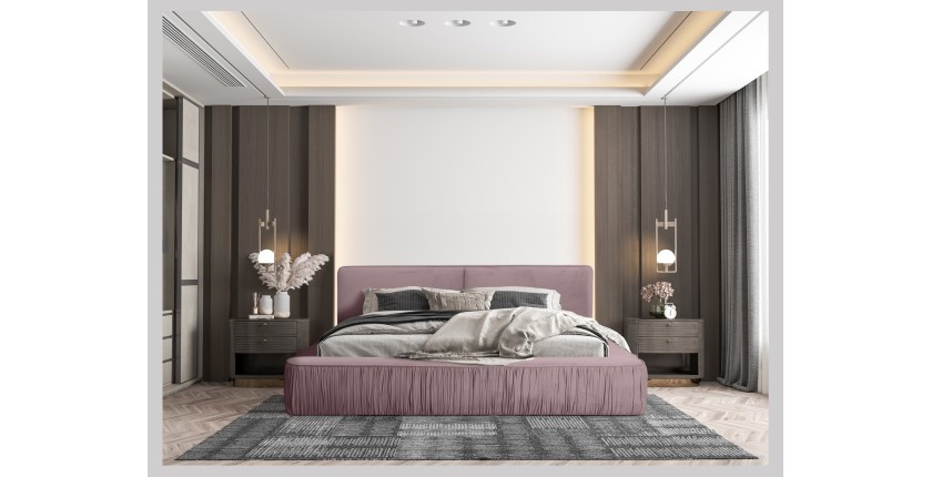 Lit coffre 160x200 coloris rose - Collection MINAO