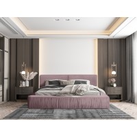 Lit coffre 160x200 coloris rose - Collection MINAO