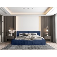 Lit coffre 140x200 coloris bleu - Collection MINAO