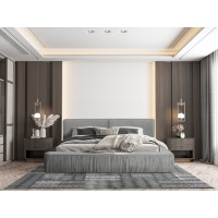 Lit coffre 140x200 coloris gris - Collection MINAO