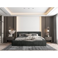 Lit coffre 140x200 coloris gris anthracite - Collection MINAO