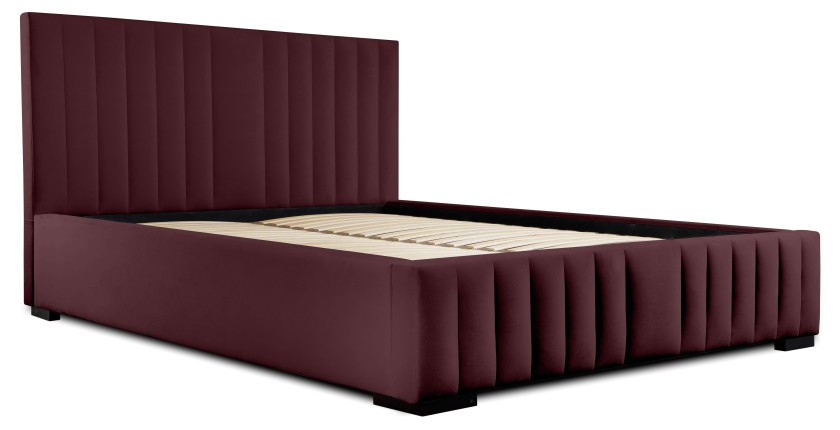 Lit coffre 160x200 coloris bordeaux - Collection LAS