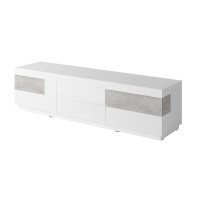 Meuble TV XL 200cm collection KILES. Coloris blanc et gris. Style design.