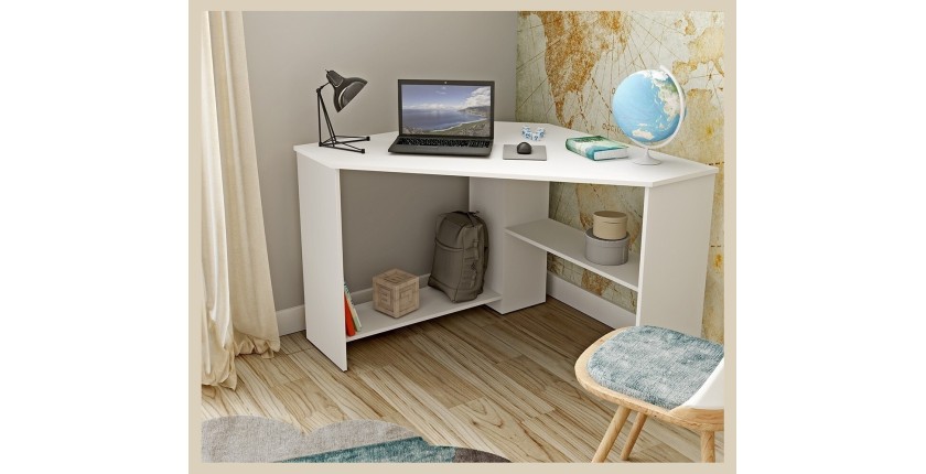 Bureau d'angle design collection KARO coloris blanc.