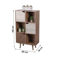 Petite bibliothèque de Bureau avec 6 casiers et 3 portes décorés 60x29xH105cm