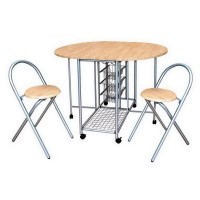 Ensemble pliable table ronde et deux chaises. Collection BETA. Idéal pour les petits espaces.