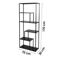 Bibliothèque 6 niveaux avec structure en métal 70x30x170cm