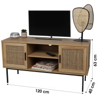 Meuble TV avec 2 portes et 2 étagères 120x39xH63cm