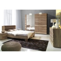 Lit adulte + chevets + sommier ROMI. Couchage 160x200 cm. Ensemble design pour chambre à coucher.