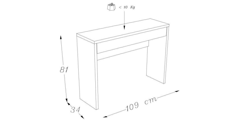 Meuble d'entrée, console ARENA coloris chêne cendré. Meuble design pour votre entrée