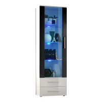 Vitrine design collection NEO coloris blanc et noir brillant + LED. Meuble moderne et tendance pour votre salon.