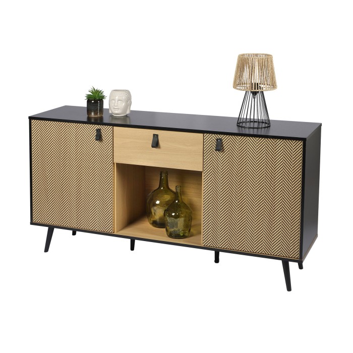 Buffet 2 portes et 1 tiroir et une niche style design dimensions 150x40x78cm