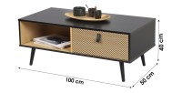 Table basse avec tiroir de style design et moderne dimensions 100x50x40cm