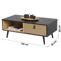 Table basse avec tiroir de style design et moderne dimensions 100x50x40cm