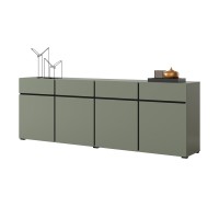 Buffet XL coloris vert sauge 225cm collection HAVANA. Bahut  design avec 4 portes et 4 tiroirs.