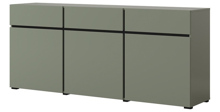 Buffet coloris vert sauge 180cm collection HAVANA. Bahut  design avec 3 portes et 3 tiroirs.