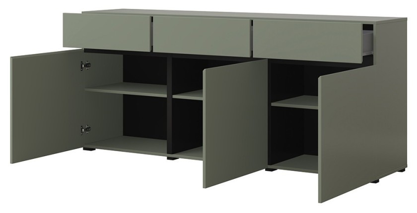 Buffet coloris vert sauge 180cm collection HAVANA. Bahut  design avec 3 portes et 3 tiroirs.