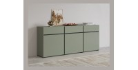 Buffet coloris vert sauge 180cm collection HAVANA. Bahut  design avec 3 portes et 3 tiroirs.