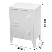 Petit casier blanc de bureau avec 1 porte, style industriel - dimensions 40x30xH57cm