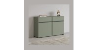 Buffet coloris vert sauge 120cm collection HAVANA. Bahut  design avec 2 portes et 2 tiroirs.