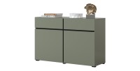 Buffet coloris vert sauge 120cm collection HAVANA. Bahut  design avec 2 portes et 2 tiroirs.