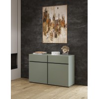 Buffet coloris vert sauge 120cm collection HAVANA. Bahut  design avec 2 portes et 2 tiroirs.