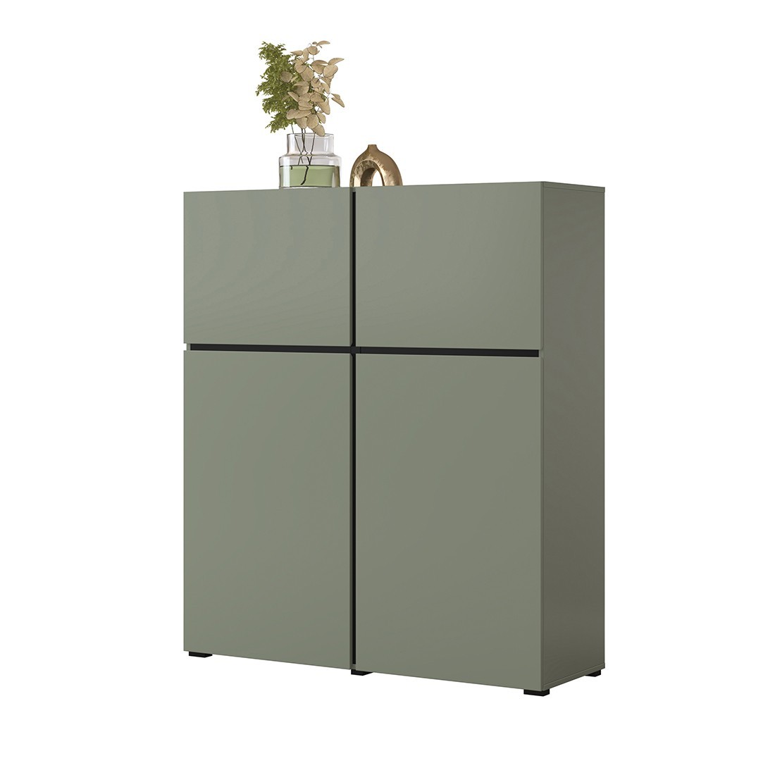 Buffet haut coloris vert sauge L120xH140xP40 collection HAVANA. Bahut  haut design avec 4 portes.