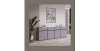 Buffet XL coloris violet pastel 225cm collection HAVANA. Bahut  design avec 4 portes et 4 tiroirs.