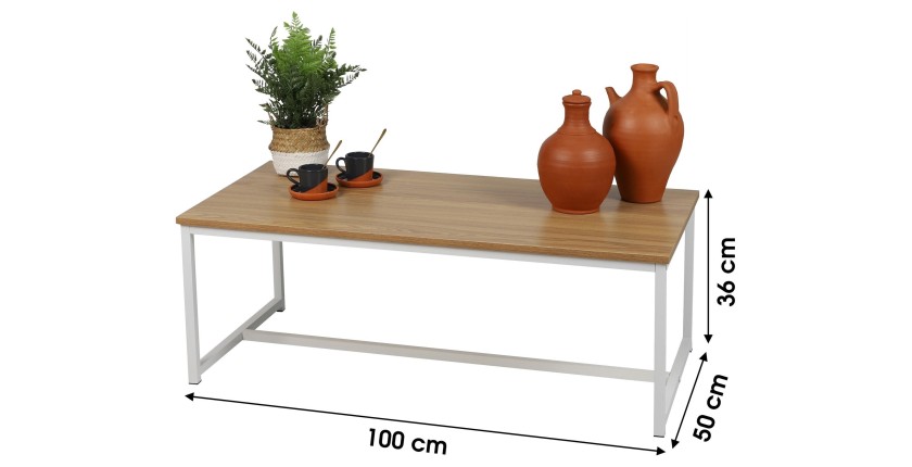 Table basse coloris chêne clair style classique dimensions 100x50x36cm