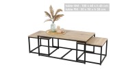 Ensemble de 3 tables d'appoint carré style classique chêne foncé dimensions 100x60xH45cm