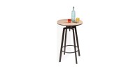 Bar réglable en hauteur, style vintage, dimension 60x60x101cm