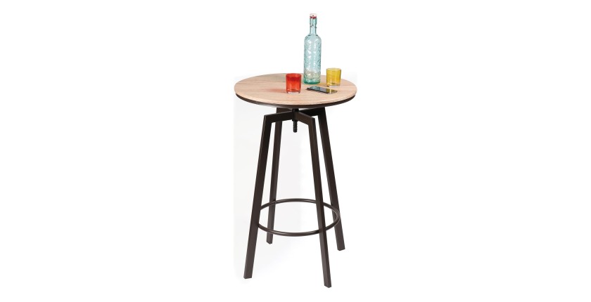 Bar réglable en hauteur, style vintage, dimension 60x60x101cm