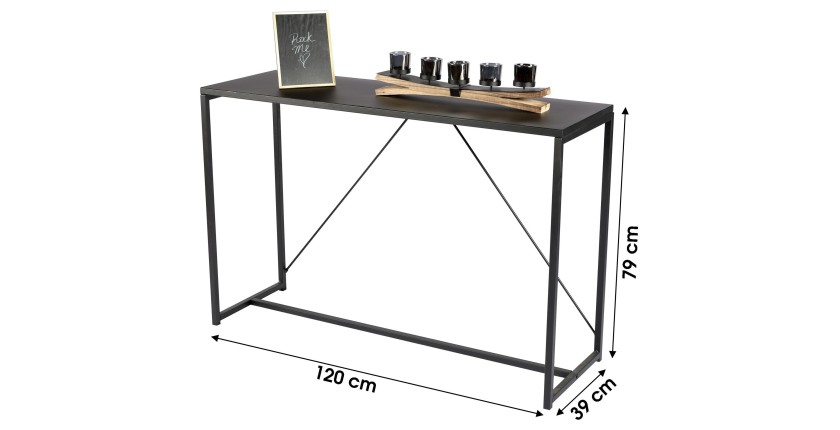 Console d'entrée style classique avec structure en métal noir, coloris noir - dimensions 120x39x79cm