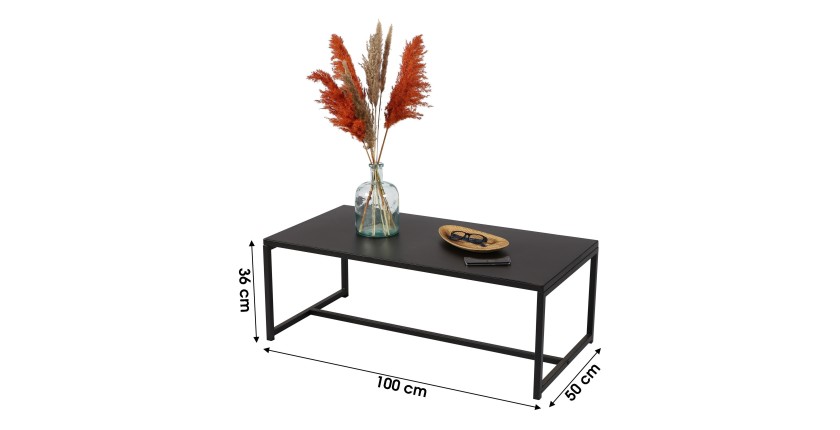 Table basse coloris noir style classique dimensions 100x50x36cm