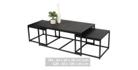 Ensemble de 3 tables d'appoint carré style classique noir dimensions 100x60xH45cm