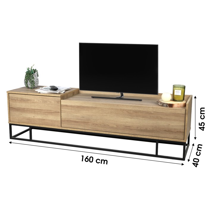 Meuble TV style design avec une porte et un tiroir - dimensions 160x40xH45cm