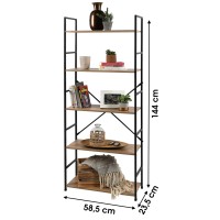 Étagère ouverte à 5 niveaux avec croisillons pour une meilleur stabilité - dimensions 59x24x144cm
