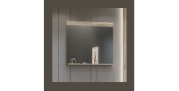 Grand miroir design collection OHIO coloris chêne clair avec étagère intégrée.