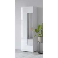 Armoire à chaussures design avec miroir collection OHIO, coloris blanc et chêne