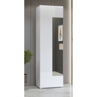 Armoire à chaussures design avec miroir collection OHIO, coloris blanc et chêne