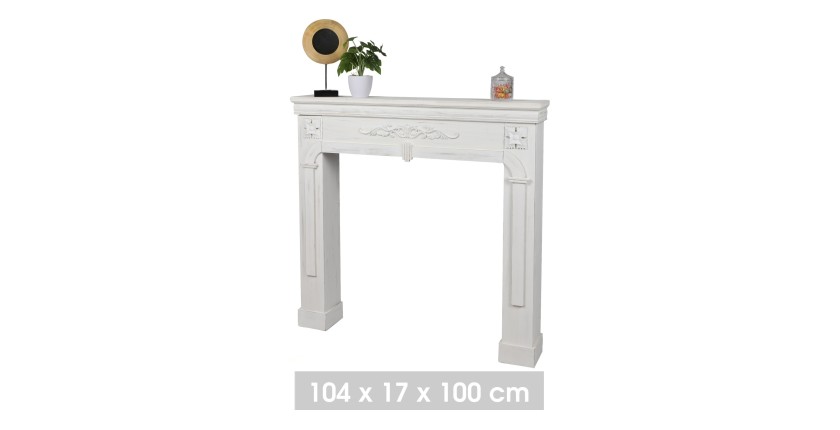 Contour de cheminée décorative coloris blanc - dimensions 107x17xH100cm