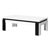 Table basse LINA blanche et noire brillante – 125 x 42 x 65 cm