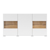 Buffet 120cm collection EVA 3 portes. Couleur blanc et chêne.